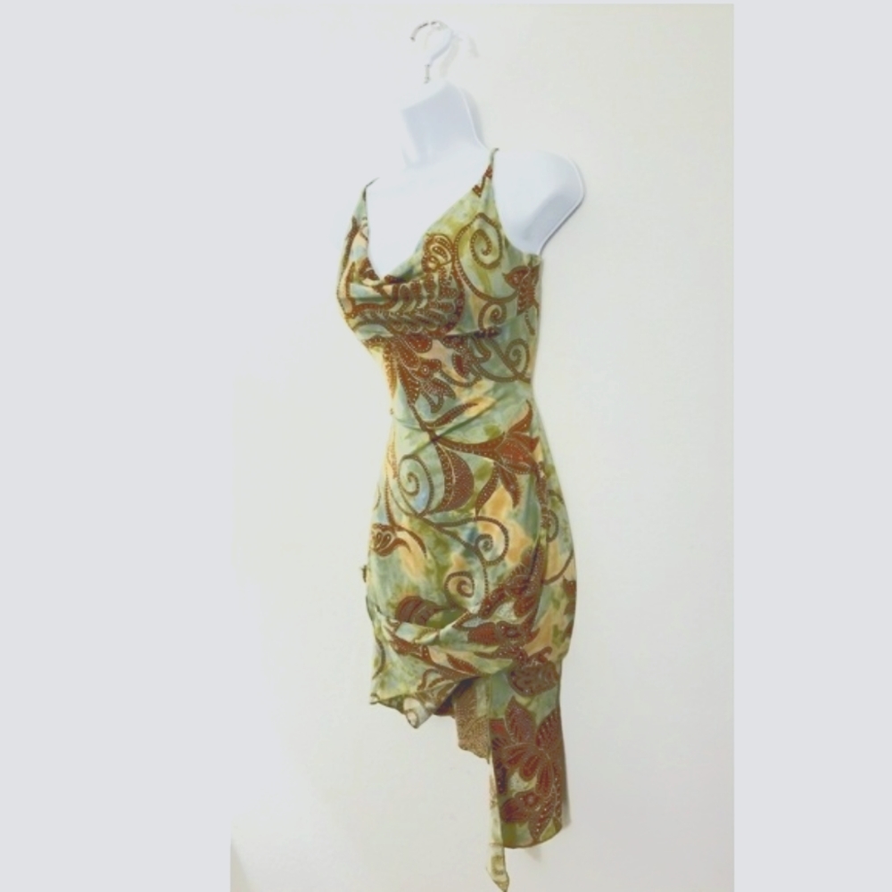 ❣ Gorgeous Olive Green Exotic Halter Dress